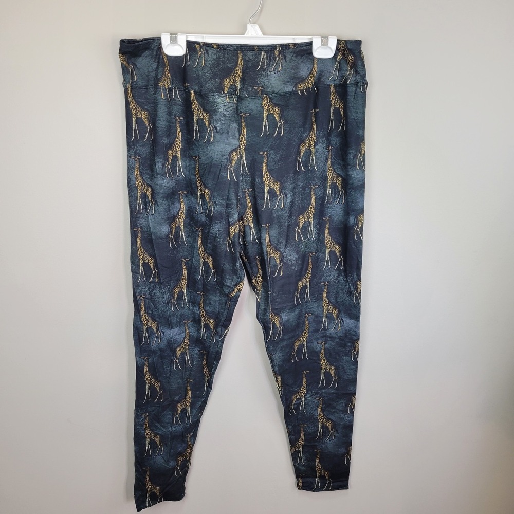 Dren Designs Giraffe Print Polyester Spandex Ankle Leggings Curvy Plus Size